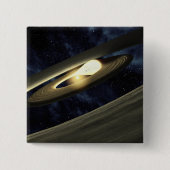 ひとまとまりの素材を見せるアーティストのコンセプト 缶バッジ (正面)