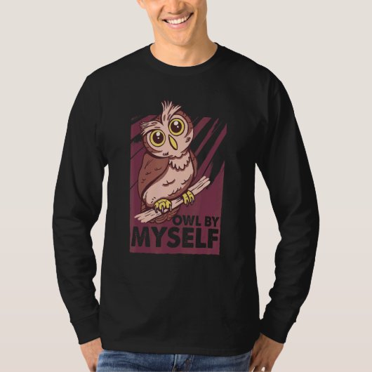 ひとりきりのフクロウ ふざけた鳥 鳥類学者 1 Tシャツ (正面)
