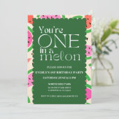 「ひとりだけのメロン」1歳の誕生日招待状 招待状 (スタンド正面)