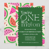 「ひとりだけのメロン」1歳の誕生日招待状 招待状 (正面/裏面)