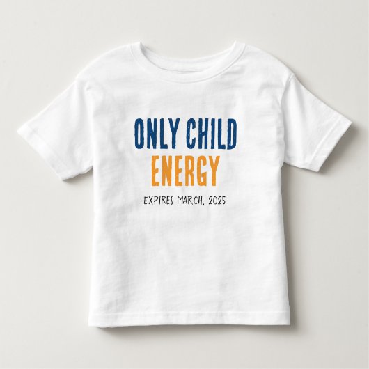 ひとりっ子エネルギープレ妊娠発表ギャグ トドラーTシャツ (正面)