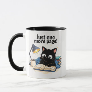 ひとページだけ – 本を読む猫のマグカップ マグカップ
