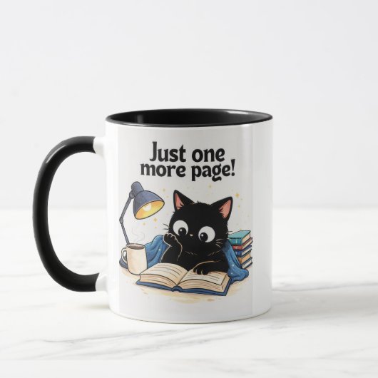 ひとページだけ – 本を読む猫のマグカップ マグカップ (左)