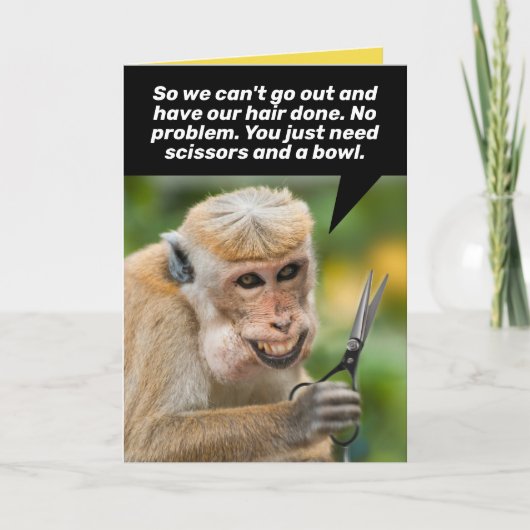 ひどいおもしろい髪の毛を整えたサル カード (正面)