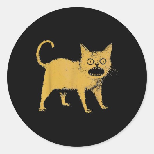 ひどい日本の猫おもしろい ラウンドシール (正面)