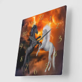 ひどい稲妻で戦う馬 スクエア壁時計 (傾斜)