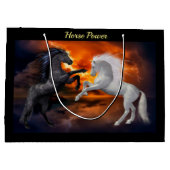 ひどい稲妻嵐で戦う馬 ラージペーパーバッグ (裏面)