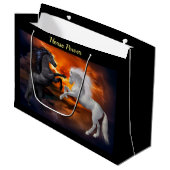 ひどい稲妻嵐で戦う馬 ラージペーパーバッグ (正面アングル)