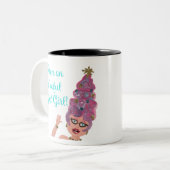 ひどい良い女の子クリスマスツリーの髪のかわいこちゃんだった ツートーンマグカップ (正面左)