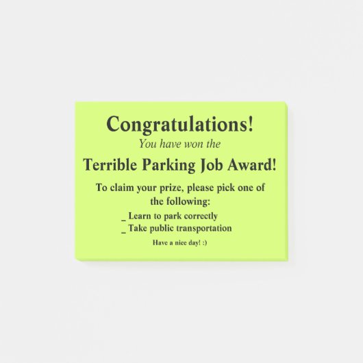 ひどい駐車ポスト・イット ポストイット (正面)