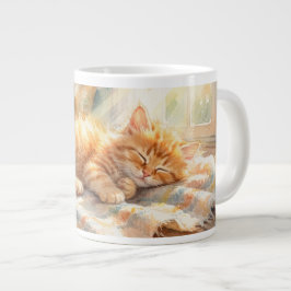 ひなたぼっこする可愛い子猫 ジャンボコーヒーマグカップ