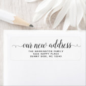 ひなシンプル形の新しい住所を移動するモダンスクリプト ラベル