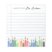 ひなパーソナライズされた形メモ帳先生ギフト ノートパッド (正面)