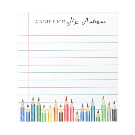 ひなパーソナライズされた形メモ帳先生ギフト ノートパッド (正面)