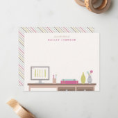 ひな形のデスクから – マゼンタ ノートカード (正面/裏面インサイチュ)