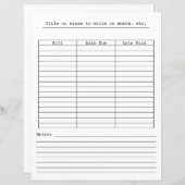 ひな形の毎月の請求支払いグラフ (正面/裏面)