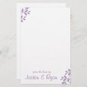 ひな形の葉の枝紫の薄紫 便箋 (正面/裏面)