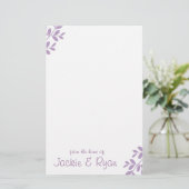 ひな形の葉の枝紫の薄紫 便箋 (スタンド正面)