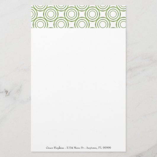 ひな形をカスタマイズする緑の円 便箋 (正面)