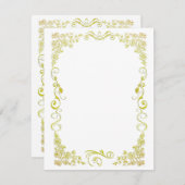 ひな形フローラ金ゴールド 出欠カード (正面/裏面)