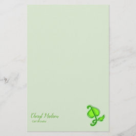 ひな形 – 3Dグリーンリーフ（名前あり） 便箋