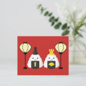 ひな祭りおにぎり ポストカード (スタンド正面)