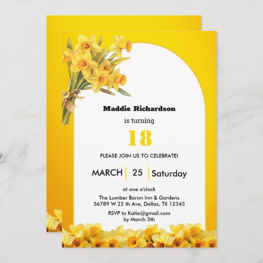  ひな祭り マーチの誕生花 バースデー招待状 招待状 (正面/裏面)