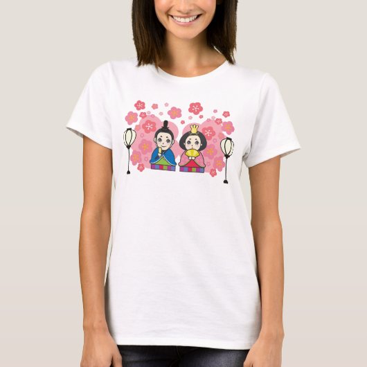 ひな祭り 人形 桜 Tシャツ (正面)