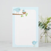 ひな鳥の巣(青い) 便箋 (スタンド正面)