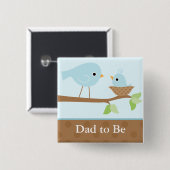 ひな鳥の巣(青い) 缶バッジ (正面&裏面)