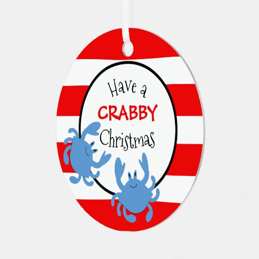 ひねくれたクリスマスの赤いを持航海のってストライプいる メタルオーナメント (正面左)