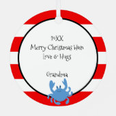 ひねくれたクリスマスの赤いを持航海のってストライプいる メタルオーナメント (裏面)