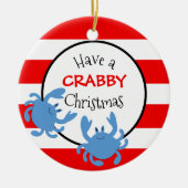 ひねくれたクリスマスの赤いを持航海のってストライプいる メタルオーナメント (正面)