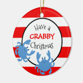 ひねくれたクリスマスの赤いを持航海のってストライプいる メタルオーナメント (左)