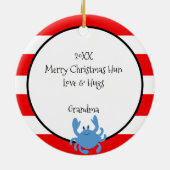 ひねくれたクリスマスの赤いを持航海のってストライプいる メタルオーナメント (裏面)