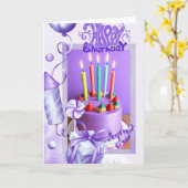 ひねったろうそくの付いた誕生日カード カード (黄色い花)