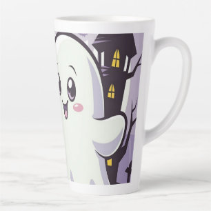 ひねりのかわいい幽霊のポスよくはしゃぐター カフェラテマグ