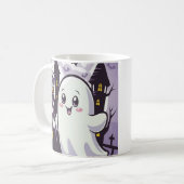 ひねりのかわいい幽霊のポスよくはしゃぐター コーヒーマグカップ (正面左)