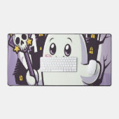 ひねりのかわいい幽霊のポスよくはしゃぐター デスクマット (キーボード&マウス)