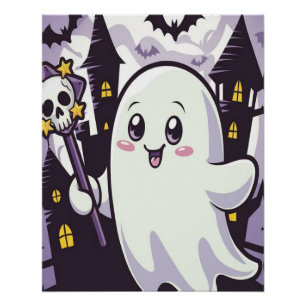 ひねりのかわいい幽霊のポスよくはしゃぐター ポスター