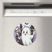 ひねりのかわいい幽霊のポスよくはしゃぐター マグネット (インサイチュ (食洗機))