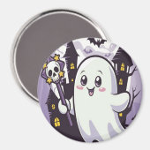 ひねりのかわいい幽霊のポスよくはしゃぐター マグネット (正面/裏面)