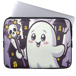 ひねりのかわいい幽霊のポスよくはしゃぐター ラップトップスリーブ