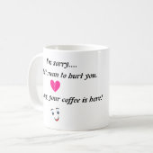 ひねりの謝罪 – 壊れたハートとコーヒーユーモア コーヒーマグカップ (正面左)