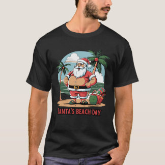 ひねりを加えたサンタクロース - ビーチデー Tシャツ