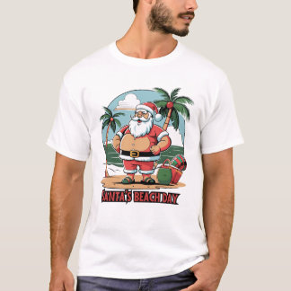 ひねりを加えたサンタクロース - ビーチデー Tシャツ