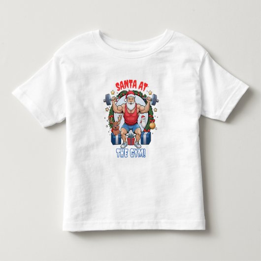 ひねりを持つサンタクロース – ジムサンタホリデーユーモア トドラーTシャツ (正面)