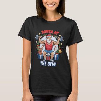 ひねりを持つサンタクロース – ジムサンタホリデーユーモア Tシャツ
