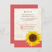 ひのきの樹皮を使ったサンフラワーのラスティックカントリーウェディング 出欠カード (正面/裏面)