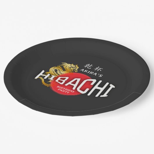 ひばちシェフ 日本風BBQ 寿司 ドラゴン 誕生日 ペーパープレート (アングル)